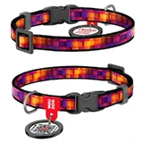 Collar (Коллар) WAUDOG Nylon - Ошейник для котов и собак мелких пород с рисунком "Кубы 3Д", QR паспортом и пластиковой пряжкой-фастекс, нейлоновый; 1х20-30 см
