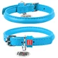 Collar WAUDOG Glamour - Нашийник круглий шкіряний з QR паспортом для собак; S (1х33-41 см) (Блакитний)