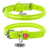 Collar WAUDOG Glamour - Нашийник круглий шкіряний з QR паспортом для собак; XS3 (0,8х25-33 см) (Салатовий)