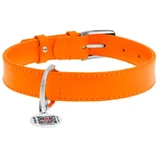 Collar WAUDOG Glamour - Нашийник шкіряний з QR паспортом без прикрас для собак; L (2,5х38-49 см) (Помаранчевий)