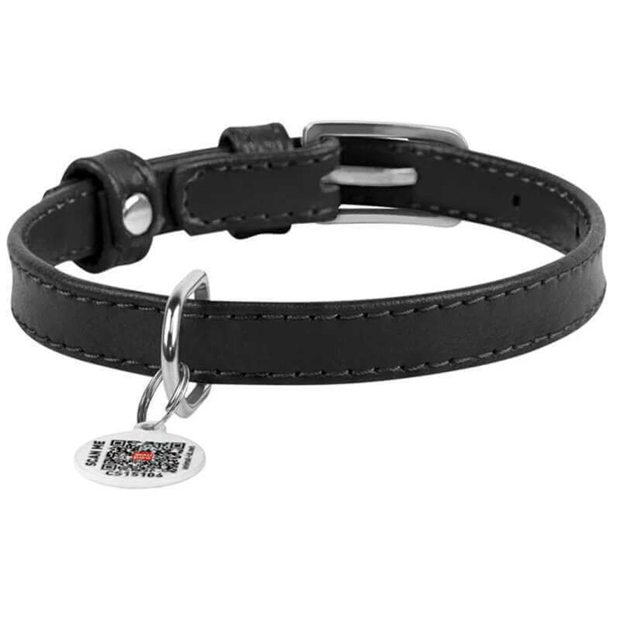 Collar WAUDOG Glamour - Ошейник кожаный с QR паспортом без украшений для собак; S (1,5х27-36 см) (Черный): цены и характеристики