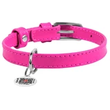 Collar WAUDOG Glamour - Нашийник шкіряний з QR паспортом без прикрас для собак; S (1,5х27-36 см) (Яскраво-рожевий)