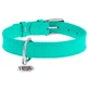 Collar WAUDOG Glamour - Ошейник кожаный с QR паспортом без украшений для собак; М (2х30-39 см) (Бирюзовый)