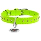Collar WAUDOG Glamour - Ошейник кожаный с клеевыми стразами и QR паспортом для собак; XS (1,2х21-29 см) (Салатовый)