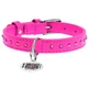Collar WAUDOG Glamour - Ошейник кожаный с клеевыми стразами и QR паспортом для собак; XS (1,2х21-29 см) (Ярко-розовый)