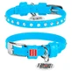 Collar WAUDOG Glamour - Ошейник кожаный с клеевыми стразами и QR паспортом для собак; XXS2 (0,9х19-25 см) (Голубой)