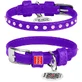 Collar WAUDOG Glamour - Ошейник кожаный с клеевыми стразами и QR паспортом для собак; XXS2 (0,9х19-25 см) (Сиреневый)