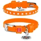 Collar WAUDOG Glamour - Ошейник кожаный с клеевыми стразами и QR паспортом для собак; XXS2 (0,9х19-25 см) (Оранжевый)