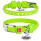 Collar WAUDOG Glamour - Нашийник шкіряний з клейовими стразами і QR паспортом для собак; XXS2 (0,9х19-25 см) (Салатовий)