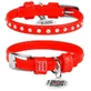 Collar WAUDOG Glamour - Ошейник кожаный с клеевыми стразами и QR паспортом для собак; XXS2 (0,9х19-25 см) (Красный)