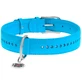Collar WAUDOG Glamour - Нашийник шкіряний подвійний зі стразами і QR паспортом для собак; М (2х30-39 см) (Блакитний)