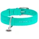 Collar WAUDOG Glamour - Ошейник кожаный двойной со стразами и QR паспортом для собак; М (2х30-39 см) (Бирюзовый)