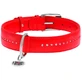 Collar WAUDOG Glamour - Нашийник шкіряний подвійний зі стразами і QR паспортом для собак; ХL (0,35х46-60 см) (Червоний)