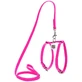 Collar WAUDOG Glamour - Шлея кожаная с QR паспортом и поводком для собак; XS/1,2х25-33х35-43 см (Ярко-розовый)