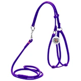 Collar WAUDOG Glamour - Шлея кожаная круглая с поводком и QR паспортом для собак; XS/0,6х42-60х46-64 см (Сиреневый)
