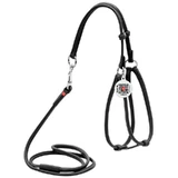 Collar WAUDOG Glamour - Шлея кожаная круглая с поводком и QR паспортом для собак; XS/0,6х42-60х46-64 см (Черный)