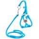Collar WAUDOG Glamour - Шлея шкіряна кругла з повідцем і QR паспортом для собак; XXS/0,6х26-46х30-50 см (Блакитний)