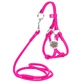 Collar WAUDOG Glamour - Шлея кожаная круглая с поводком и QR паспортом для собак; XXS/0,6х26-46х30-50 см (Ярко-розовый)