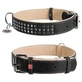 Collar WAUDOG Soft - Ошейник кожаный с металлическим декором и QR паспортом для собак; XL (3,5х46-60 см) (Черный)