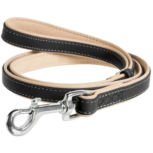 Collar WAUDOG Soft - Поводок кожаный для собак; М/1,8х122 см (Черный)