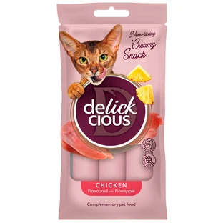 Delickcious Chicken Flavoured with Pineapple - Кремовые лакомства с курицей и ананасом для котов; 4 шт.