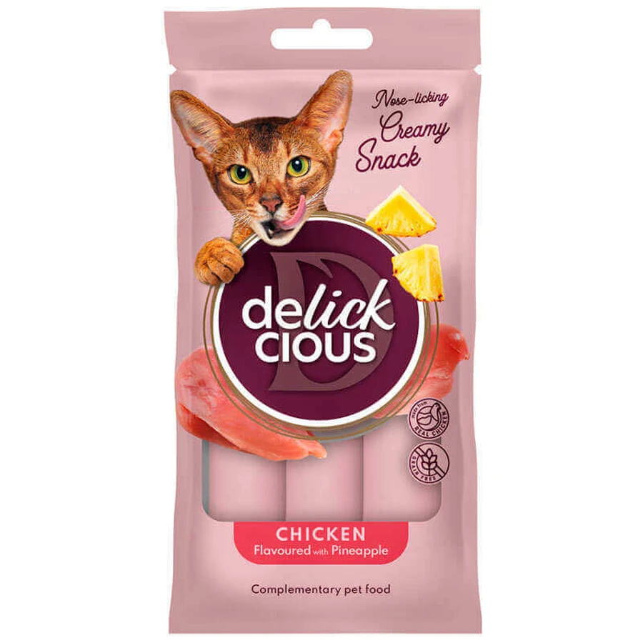 Delickcious Chicken Flavoured with Pineapple - Кремовые лакомства с курицей и ананасом для котов; 4 шт.: цены и характеристики