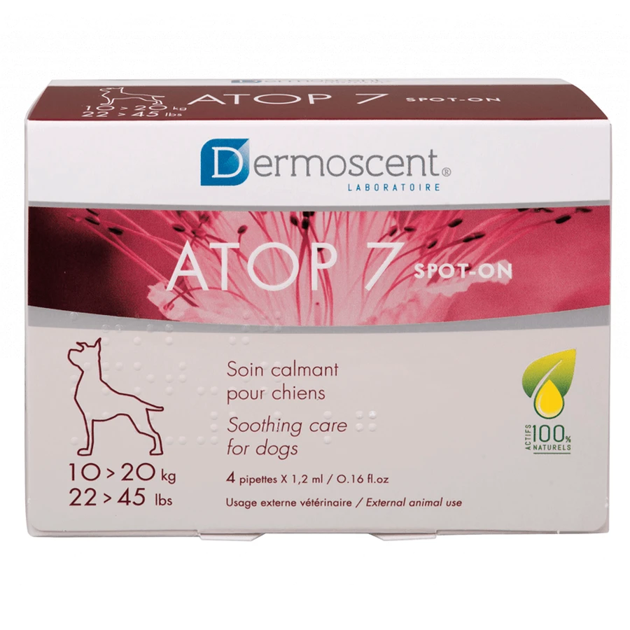 Dermoscent (Дермосент) Atop 7 New Spot-on - Заспокійливі краплі від атопічного та алергічного дерматиту для собак середніх порід; 10-20 кг / 4х1,2 мл: ціни та характеристики