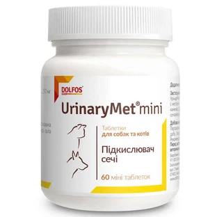 Dolfos (Дольфос) UrinaryMet - Таблетки УрінаріМет для котів і собак з проблемами сечостатевої системи; mini 60 шт./уп.