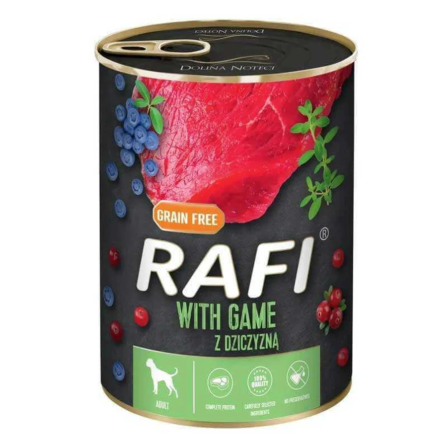 Dolina Noteci RAFI Dog with Game - Консервований корм з дичиною, лохиною та журавлиною для дорослих собак (паштет); 400 г: ціни та характеристики