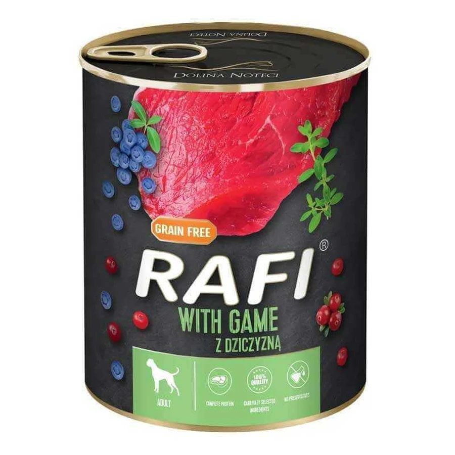 Dolina Noteci RAFI Dog with Game - Консервированный корм с дичью, голубикой и клюквой для взрослых собак (паштет); 800 г: цены и характеристики
