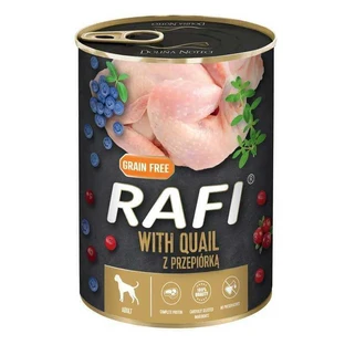 Dolina Noteci RAFI Dog with Quail - Консервированный корм с перепелкой, голубикой и клюквой для взрослых собак (паштет); 400 г
