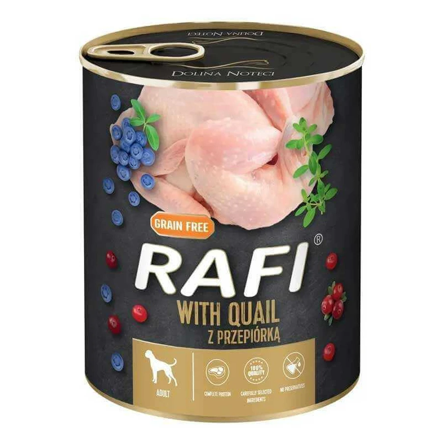 Dolina Noteci RAFI Dog with Quail - Консервований корм з перепілкою, лохиною та журавлиною для дорослих собак (паштет); 800 г: ціни та характеристики