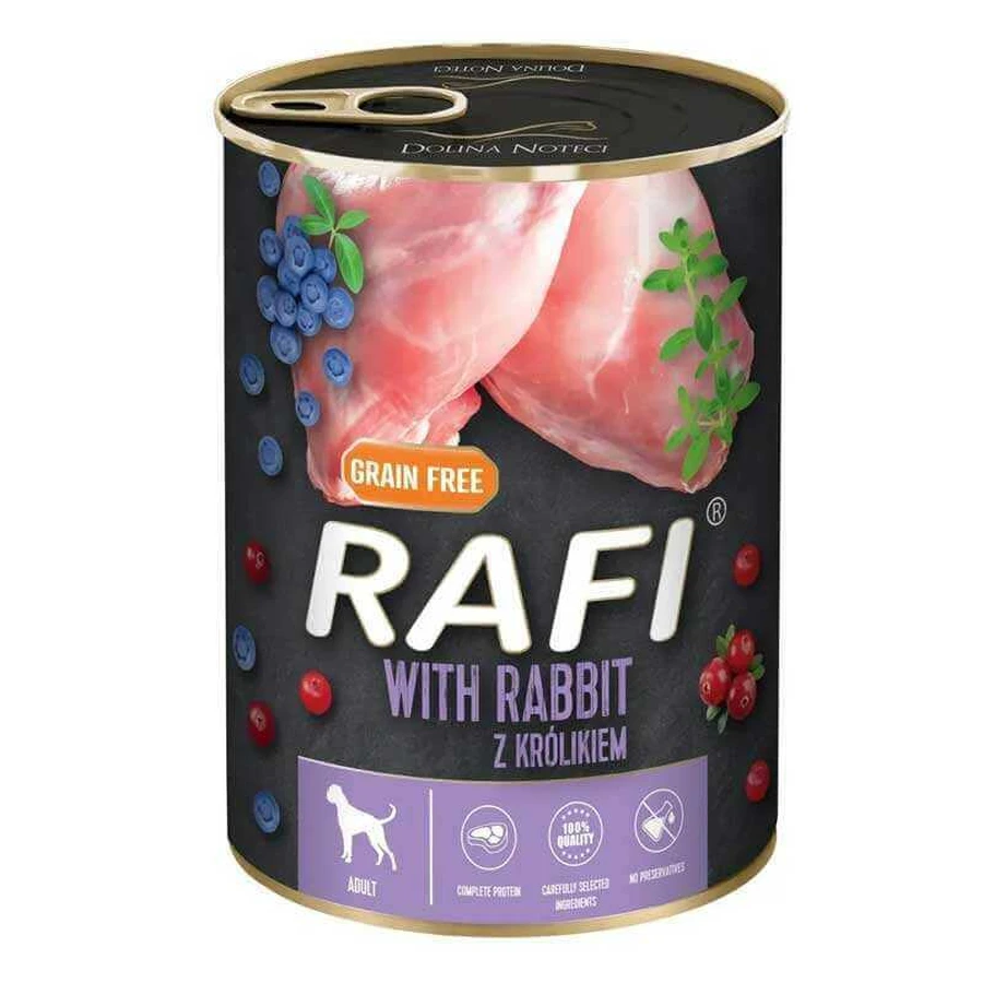 Dolina Noteci RAFI Dog with Rabbit - Консервированный корм с кроликом, голубикой и клюквой для взрослых собак (паштет); 400 г: цены и характеристики