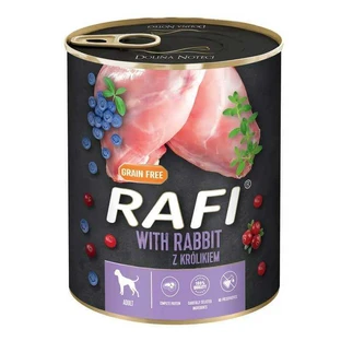Dolina Noteci RAFI Dog with Rabbit - Консервированный корм с кроликом, голубикой и клюквой для взрослых собак (паштет); 800 г