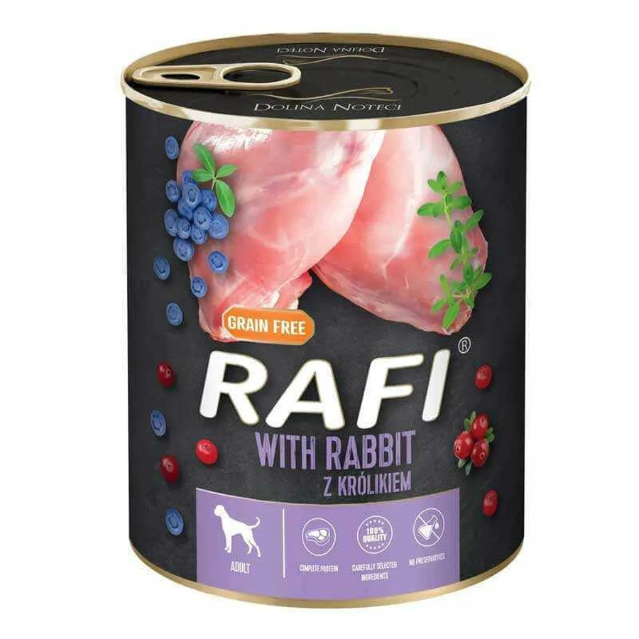 Dolina Noteci RAFI Dog with Rabbit - Консервированный корм с кроликом, голубикой и клюквой для взрослых собак (паштет); 800 г: цены и характеристики