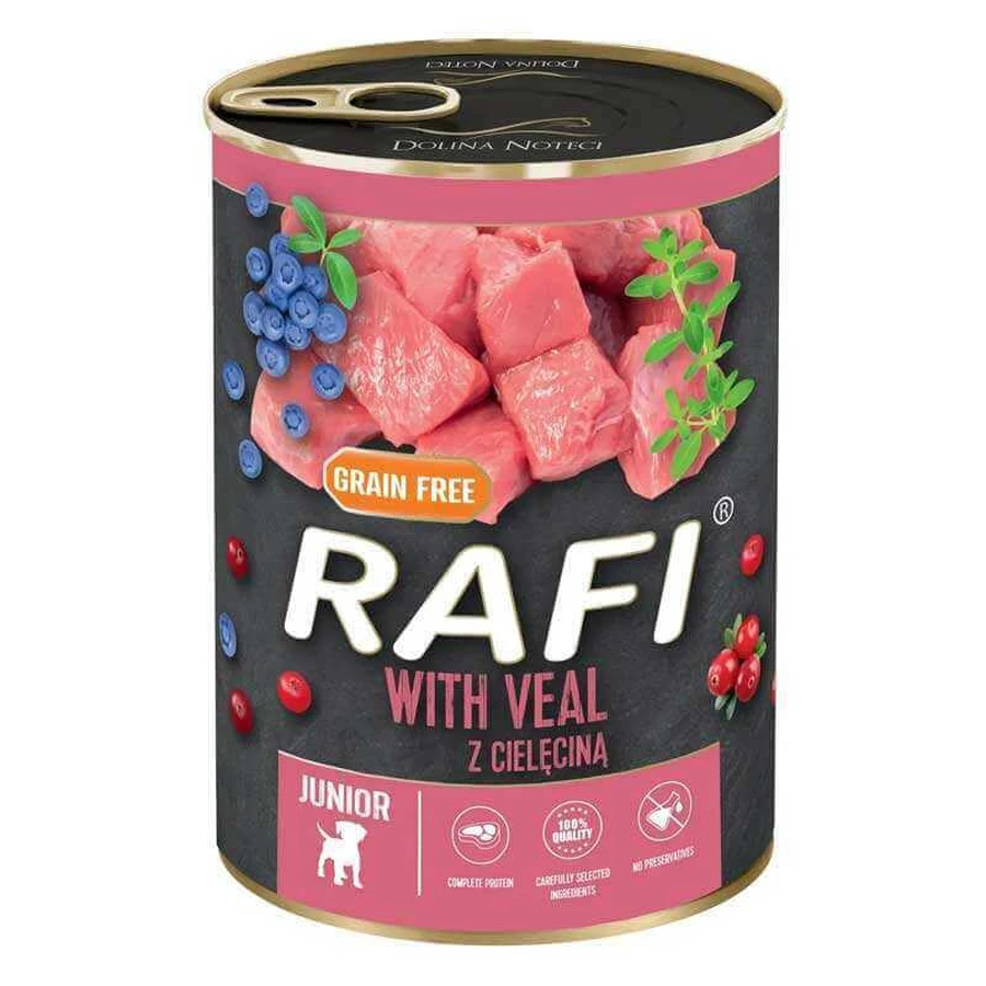 Dolina Noteci RAFI Junior Dog with Veal - Консервований корм з телятиною, лохиною та журавлиною для цуценят (паштет); 400 г: ціни та характеристики