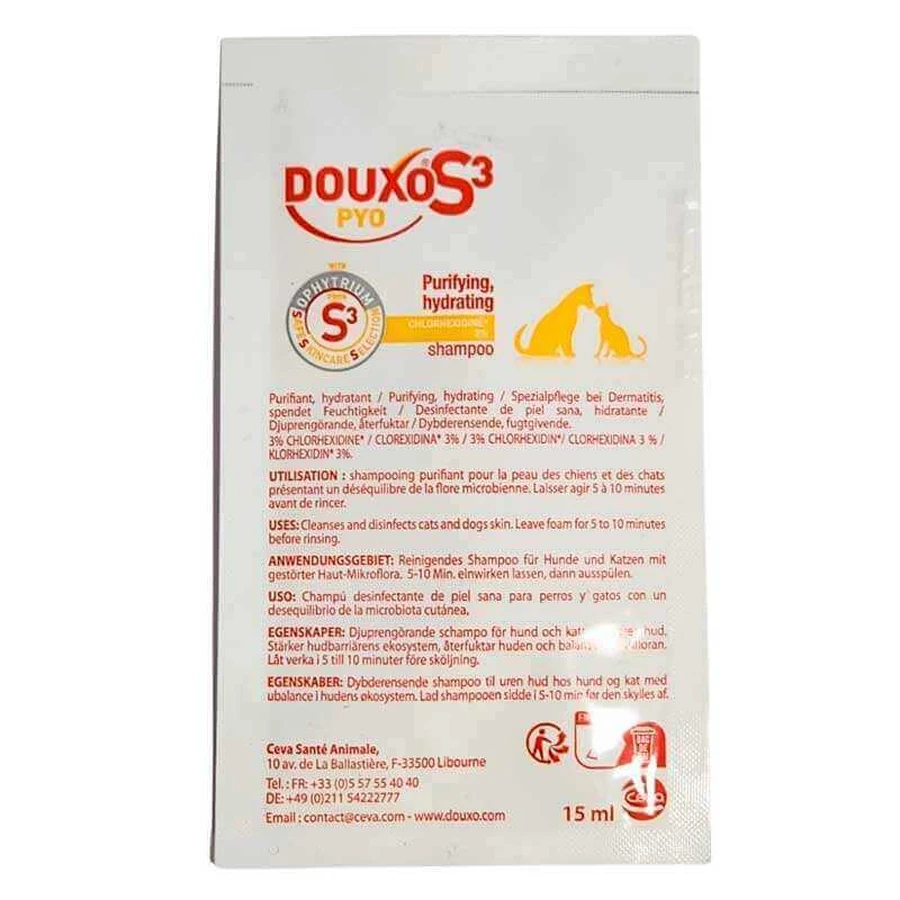 Ceva (Сева) Douxo S3 Pyo - Шампунь для поддержания баланса микрофлоры кожи котов и собак; 15 мл: цены и характеристики