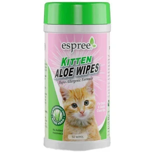 Espree (Эспри) Kitten Aloe Wipes - Влажные салфетки с Алоэ Вера для очищения чувствительной кожи и шерсти кошек; 50 шт./уп.
