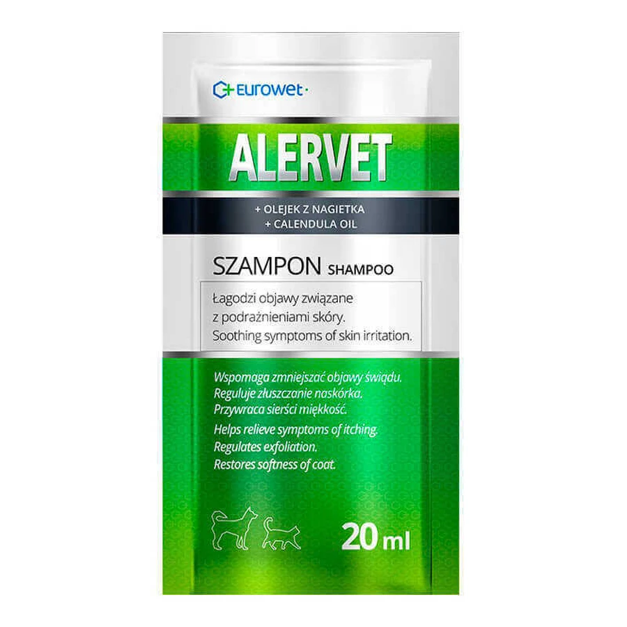 Eurowet (Евровет) Alervet Shampoo - Гипоаллергенный шампунь с маслом календулы для собак и кошек; 20 мл: цены и характеристики