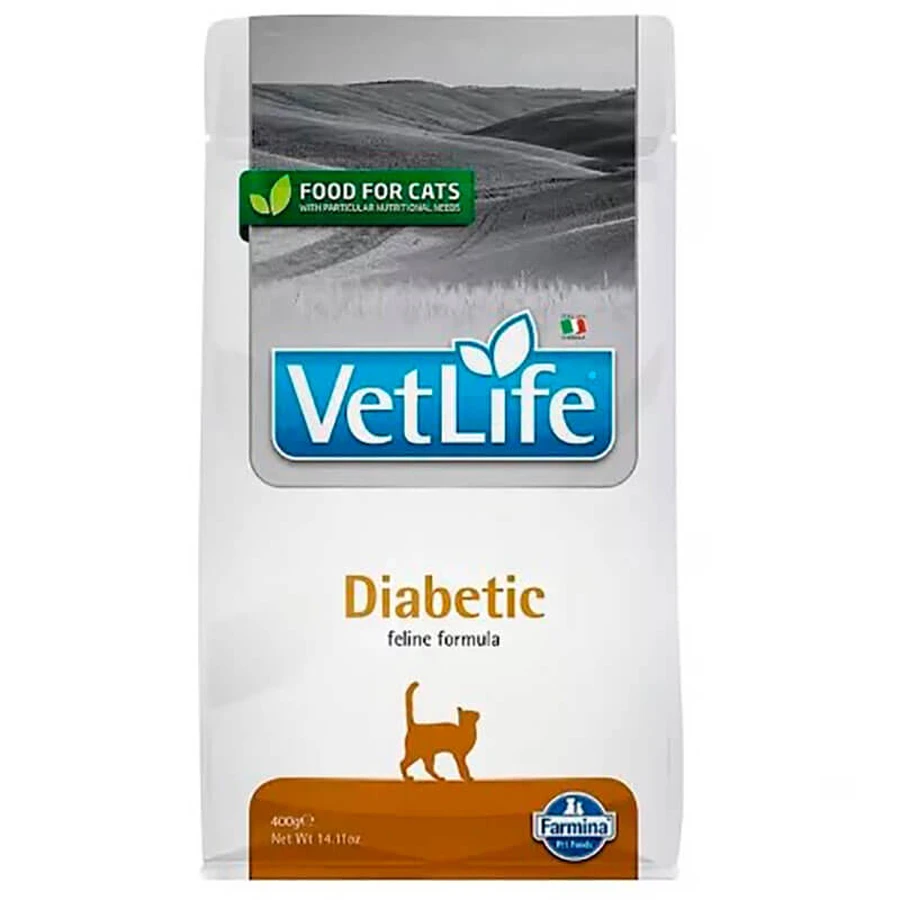Farmina Vet Life Diabetic - Сухий лікувальний корм-дієта для кішок, що страждають на цукровий діабет; 400 г: ціни та характеристики
