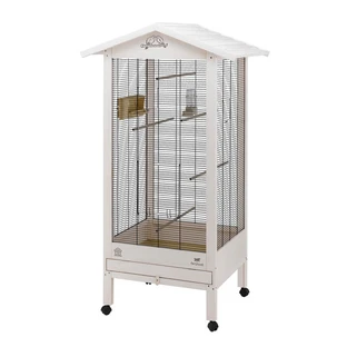 Ferplast (Ферпласт) Hemmy Wooden Aviary - Деревянный вольер для канареек и других мелких экзотических птиц; 84,5x65,5x165 см (Белый)