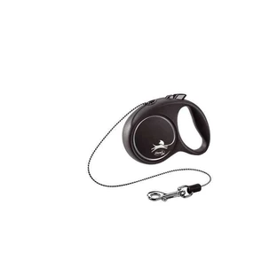 Flexi (Флекси) Black Design XS - Поводок-рулетка для собак карликовых и мелких пород, трос (3 м, до 8 кг); XS (Серебряный)