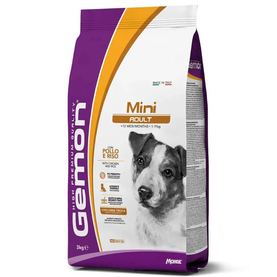 Gemon Mini Adult - Сухий корм з куркою та рисом для дорослих собак маленьких порід; 3 кг: ціни та характеристики
