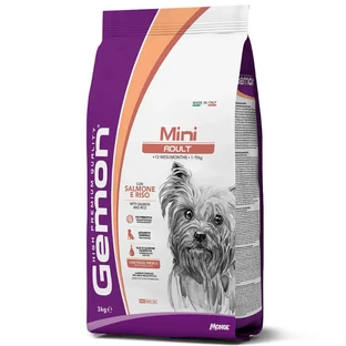 Gemon Mini Adult - Сухой корм с лососем и рисом для взрослых собак маленьких пород; 3 кг