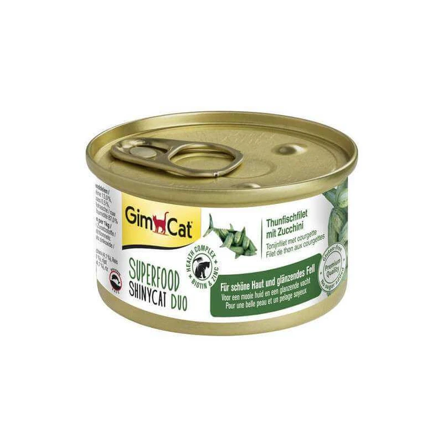 GimCat (ДжимКет) SUPERFOOD ShinyCat Duo - Консервований корм з тунцем та цукіні для котів (шматочки в бульйоні); 70 г: ціни та характеристики