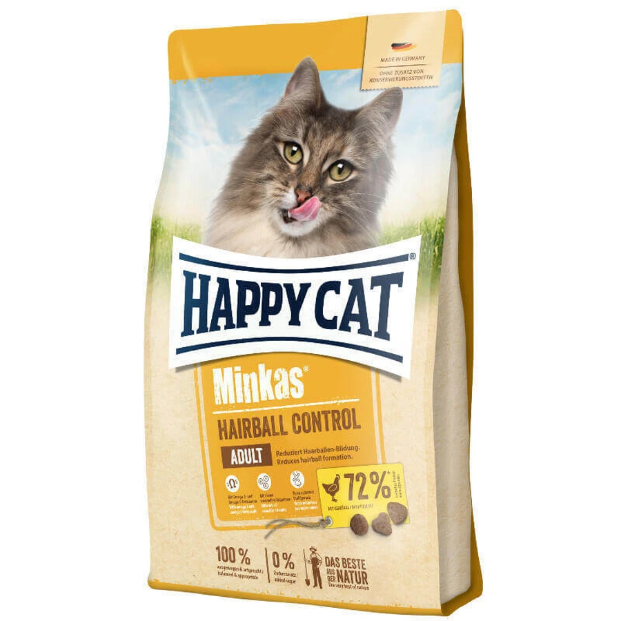 Happy Cat (Хэппи Кэт) Minkas Hairball Control - Сухой корм для взрослых кошек с птицей, контроль за образованием комков шерсти в ЖКТ; 10 кг: цены и характеристики