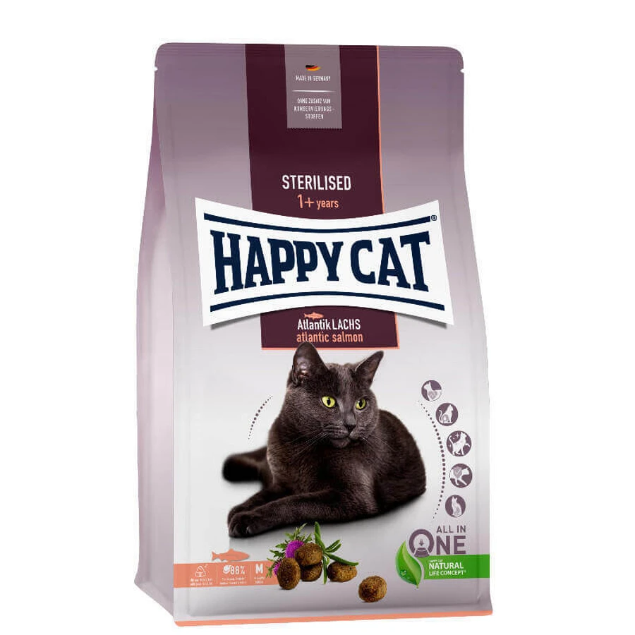 Happy Cat (Хеппи Кет) Sterilised Adult Atlantik-Lachs - Сухой корм с атлантическим лососем для стерилизованных кошек и кастрированных котов; 4 кг: цены и характеристики