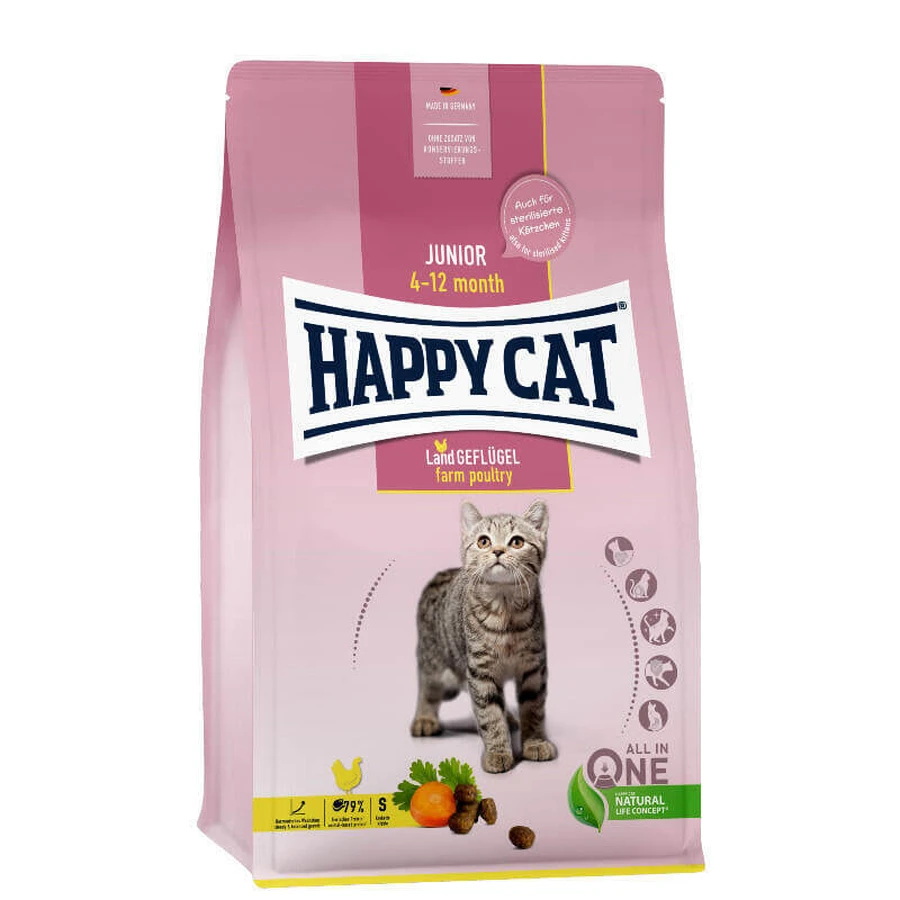Happy Cat (Хеппи Кэт) Young Junior Land-Geflugel - Сухой корм с птичьим мясом для котят в возрасте от 4 до 12 месяцев; 4 кг: цены и характеристики
