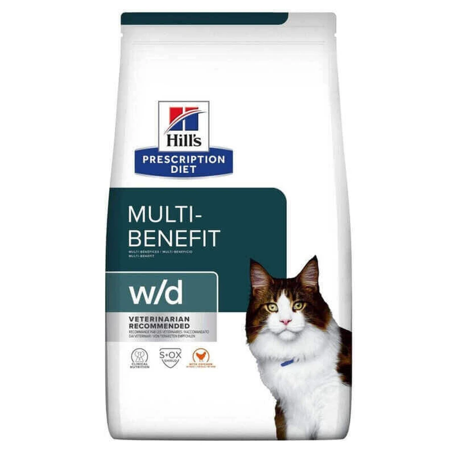 Hill's Prescription Diet w/d Multi-Benefit (Digestive/Weight Management) - Корм-диета с курицей для кошек с проблемами пищеварения и избыточным весом; 3 кг: цены и характеристики