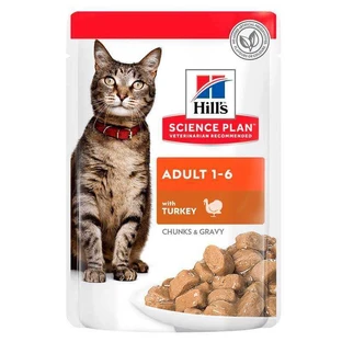 Hill's Science Plan Adult Cat with Turkey - Вологий корм з індичкою для дорослих котів (шматочки в соусі); 85 г